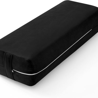 Rectangular Yoga Bolster - Meditation Pillow with Washable Suede Cover, 27"X10" X5.5"