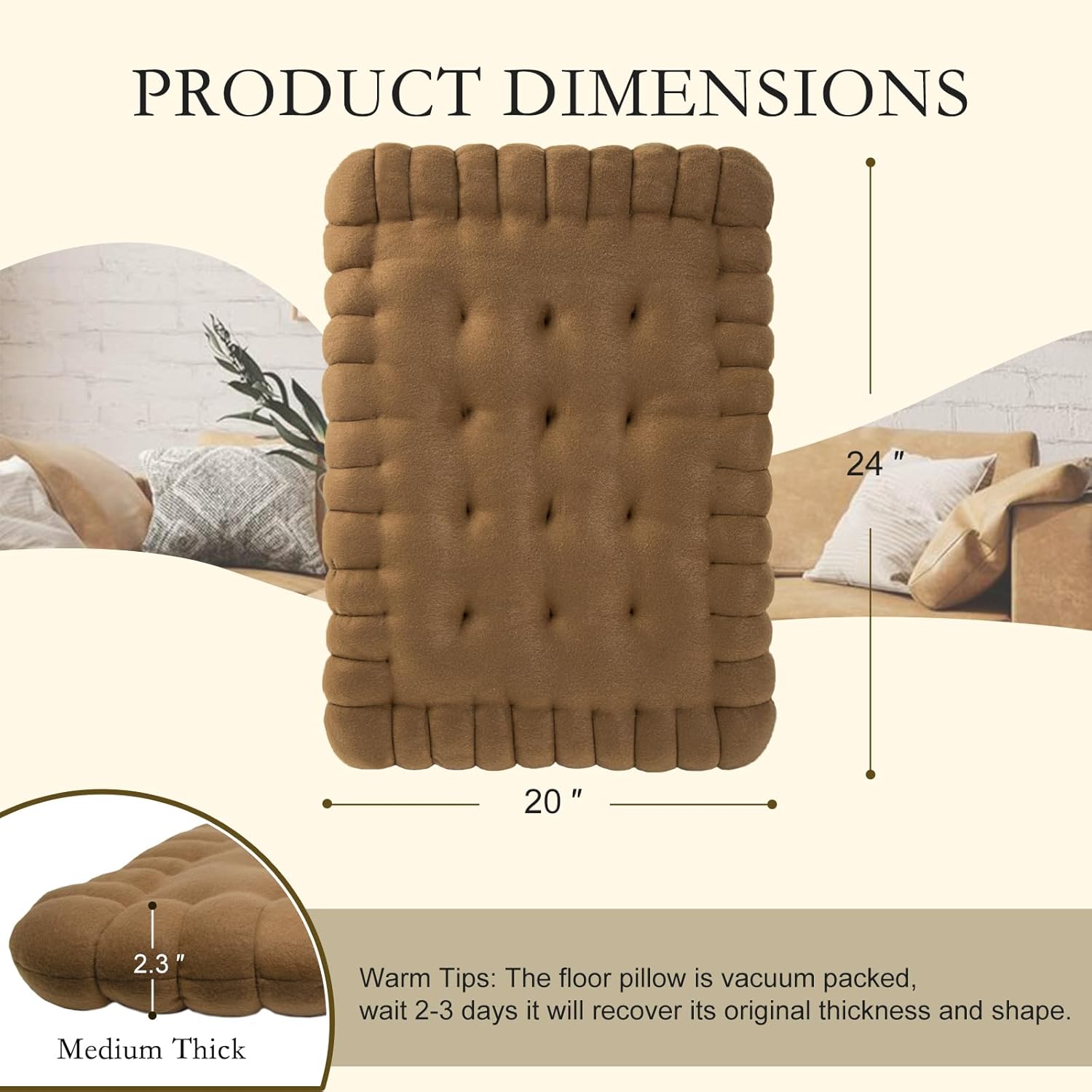 Meditation Floor Pillows Cushion, Large Floor Cushion Seating for Adults, Yoga Meditation Pillow for Sitting on Floor, Solid Thick Cushion with Handle - Image 2