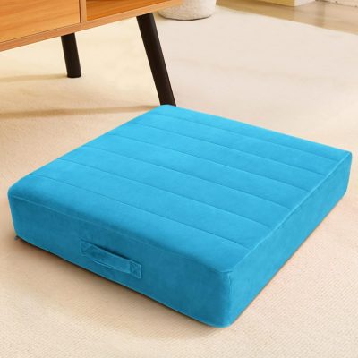 Square Floor Pillow Seating for Adults Kids, Large Meditation Cushion Floor Pillow with Thick Foam & Soft Tufted Cover, Washable Big Pillow Seat Floor Cushion for Sitting Yoga 24" Blue
