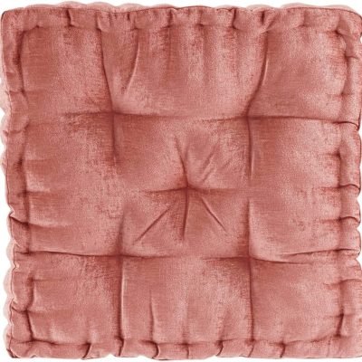 Floor Pillow, Large Seat Cushions for Adults, Floor Pillow for Meditation or Yoga, Lustrous Chenille Tufted, Scalloped Edges for Bench/Chair Cushion, 20"x20"x5", Dusty Peach