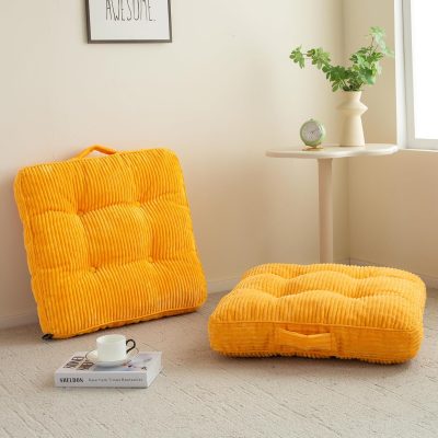 Washable Floor Pillow Cushion for Adults, Meditation Cushion Pillow, Large Square Floor Sitting, Removable Tufted Corduroy Cover, for Tatami Living Room or Yoga, 22x22 Inch, 2Pack, Machine Washable
