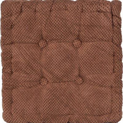 Floor Pillow & Cushion, Large Meditation Chair Cushion, Thick Square Seat Pad, Soft Velvet Tufted Seating Pouf for Indoor/Outdoor Yoga Bench Rocking Chair Room Tatami Sofa, Coffee 18"x18"