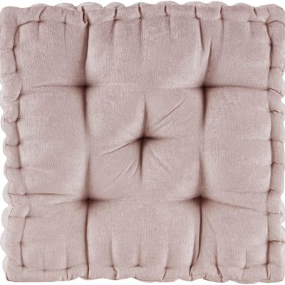 Floor Pillow, Large Cushions Sitting for Adults, Floor Pillow for Meditation or Yoga, Lustrous Chenille Tufted with Scalloped Edges for Bench/Chair Cushion, 20"x20"x5" Blush