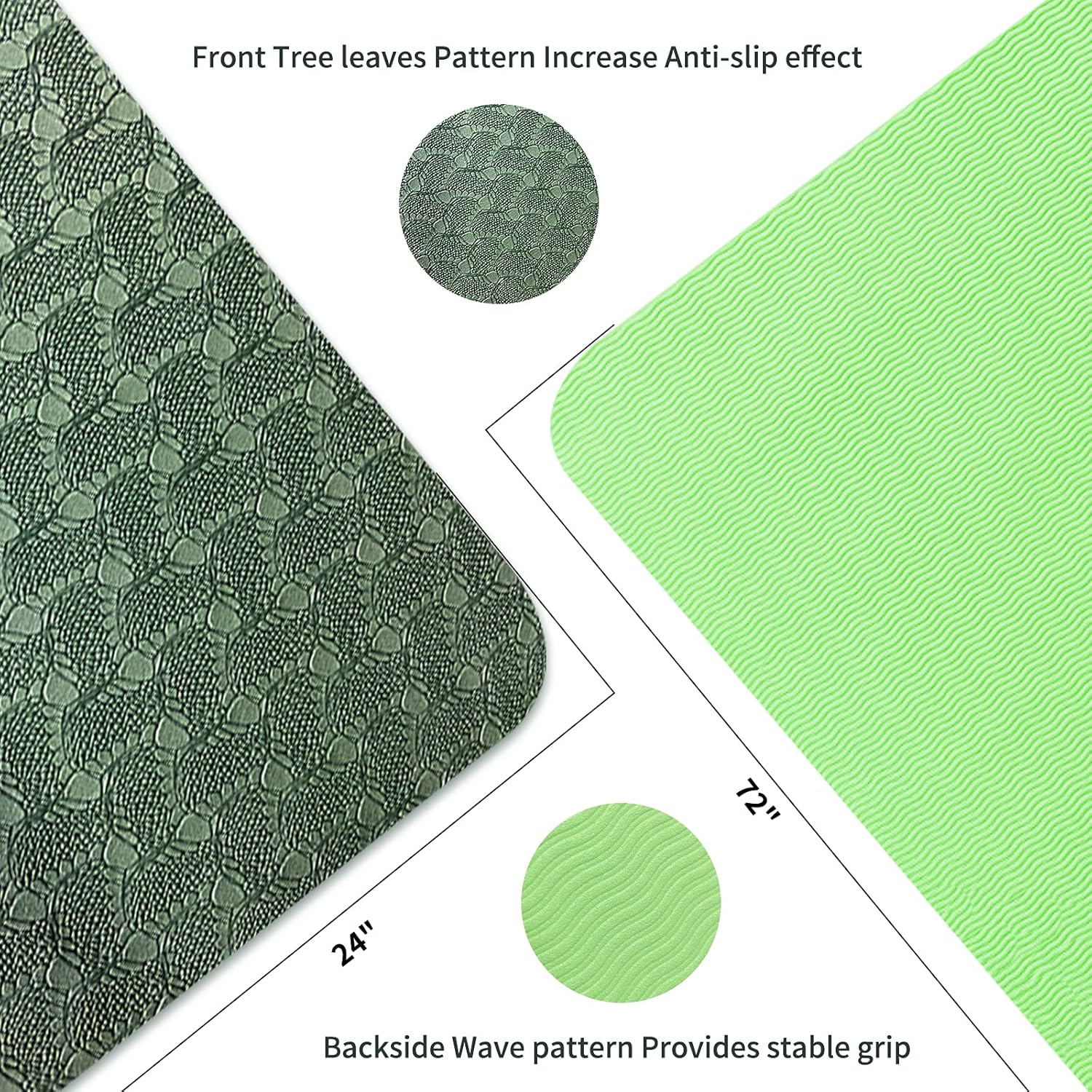 Yoga Mat 1/3 inch Exercise Mats 8mm Non-Slip Extra Thick High-Density Eco Friendly for Yoga Workout Pilates Yoga Mats for Women Men - Image 2