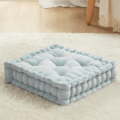 Floor Cushions for Adults, Cute Pillows Seating for Meditation, Square Tufted Cushion, Living Room, Fireplace, Reading Nook, Aqua