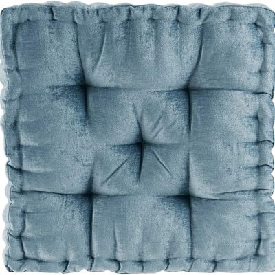Floor Pillow, Large Cushions Sitting for Adults, Floor Pillow for Meditation or Yoga, Lustrous Chenille Tufted with Scalloped Edges for Bench/Chair Cushion, 20"x20"x5" Aqua