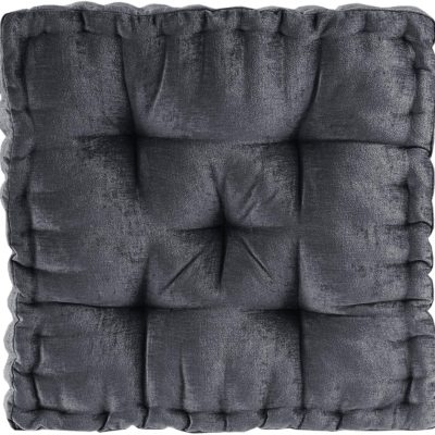 Floor Pillow, Large Cushions Sitting for Adults, Floor Pillow for Meditation or Yoga, Lustrous Chenille Tufted with Scalloped Edges for Bench/Chair Cushion, 20"x20"x5" Charcoal