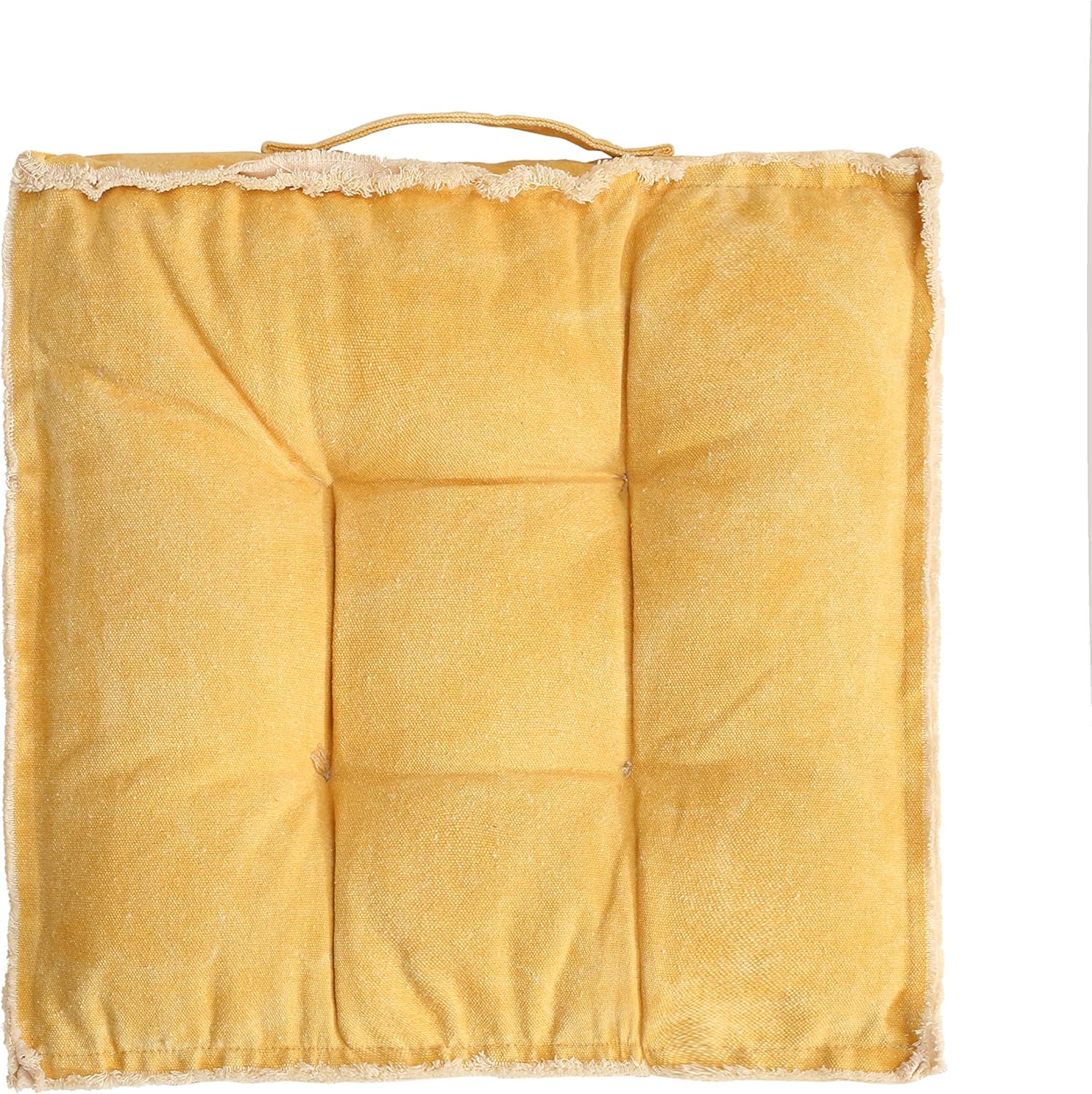 Square Thick Floor Seating Cushions,Solid Thick Tufted Cushion Meditation Pillow for Sitting on Floor,Tatami Pad for Guests or Kids Reading Nook, Yoga Living Room Sofa Balcony Outdoor(Yellow) - Image 2